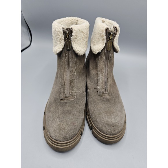 Blondo Cow Suede Waterproof Zip Boots Womens 11 M Waterproof Taupe Tan Bootie - Picture 2 of 13